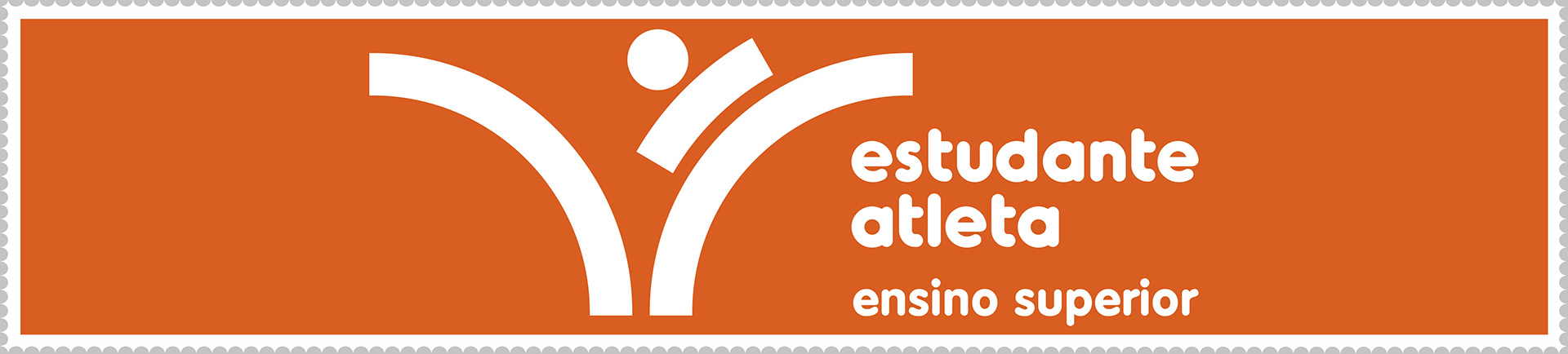 Selo Estudante-atleta - lettering branco sob fundo laranja