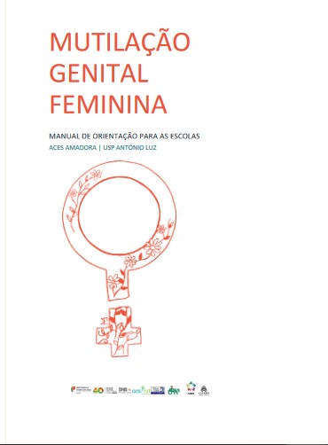 Desenho de MGF e lettering «Mutilação genital feminina: manual de orientação para as escolas»