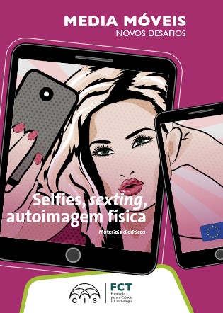 Desenho de uma selfie e o lettering «Selfies, sexting, autoimagem física: materiais didáticos»