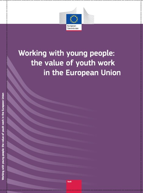 capa a roxo com o símbolo da União Europeia e título da obra Working with young people: the value of youth work in the European Union
