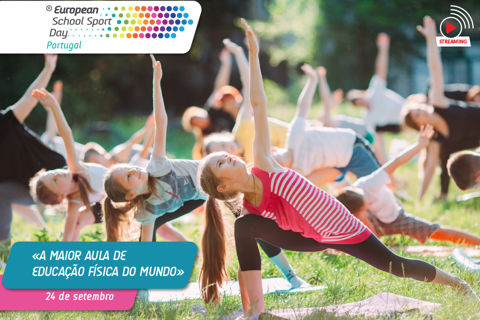 Imagem com crianças a praticar atividade física