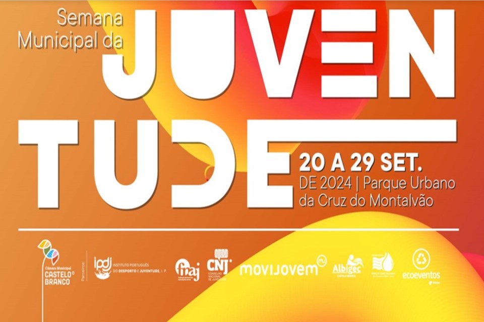 cartaz com várias cores e informação do dia e local da semana da juventude