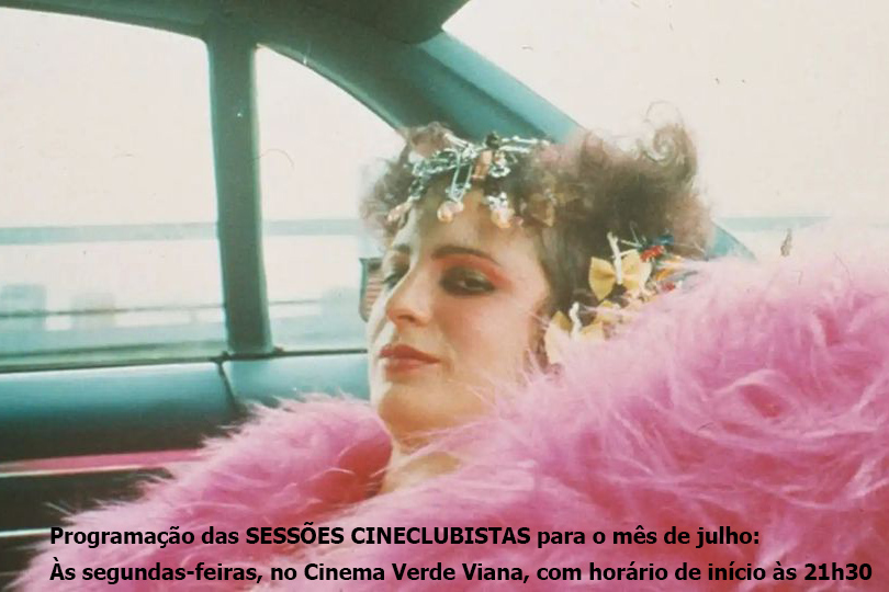 ciclo de cinema da associação ao norte sessões cineclubistas para o mês de julho, fotografia de uma mulher num carro com umas plumas cor de rosa