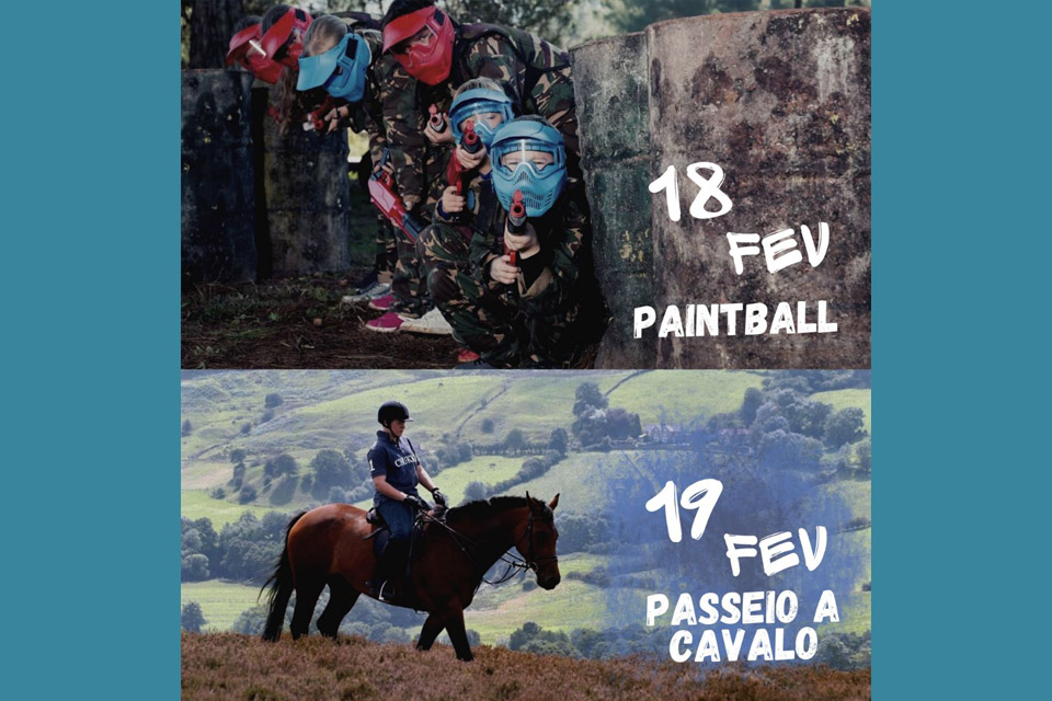 associação juvenil de gualtar organiza nos dia 18 de fevereiro atividade de paintball e no dia 19  passeio a cavalo