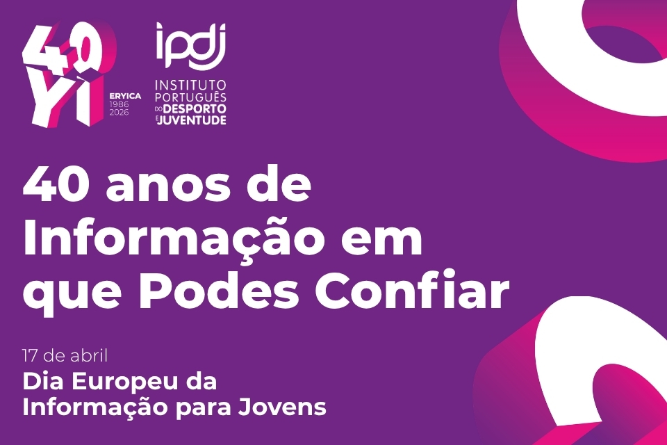 Copy Dia Europeu da informação para Jovens - informação em podes confiar sob fundo roxo