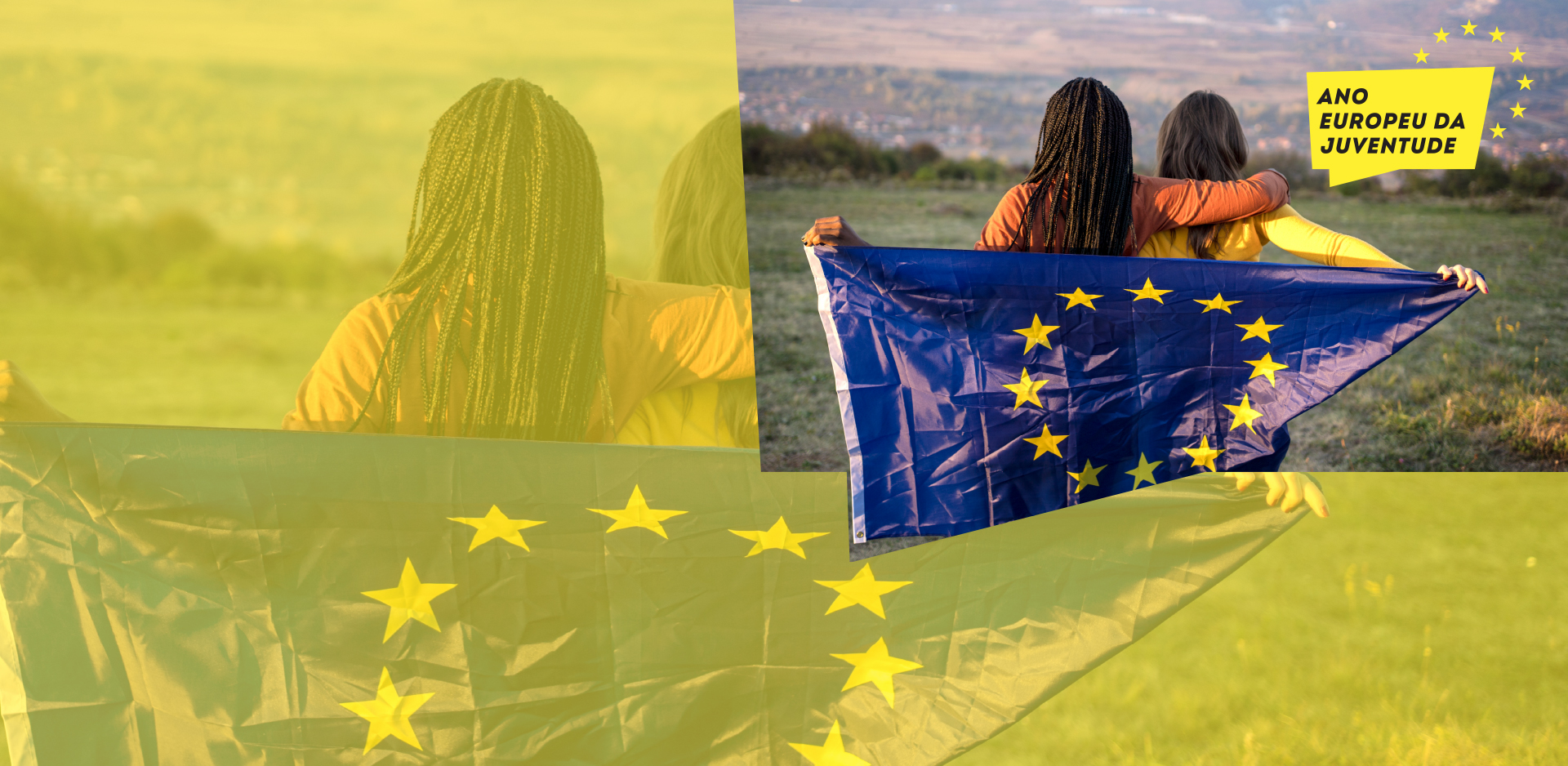 Duas jovens com a bandeira da UE