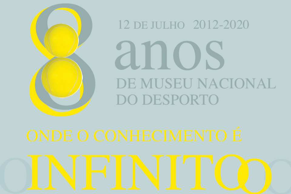 imagem gráfica alusiva aos 8 anos do museu nacional do desporto