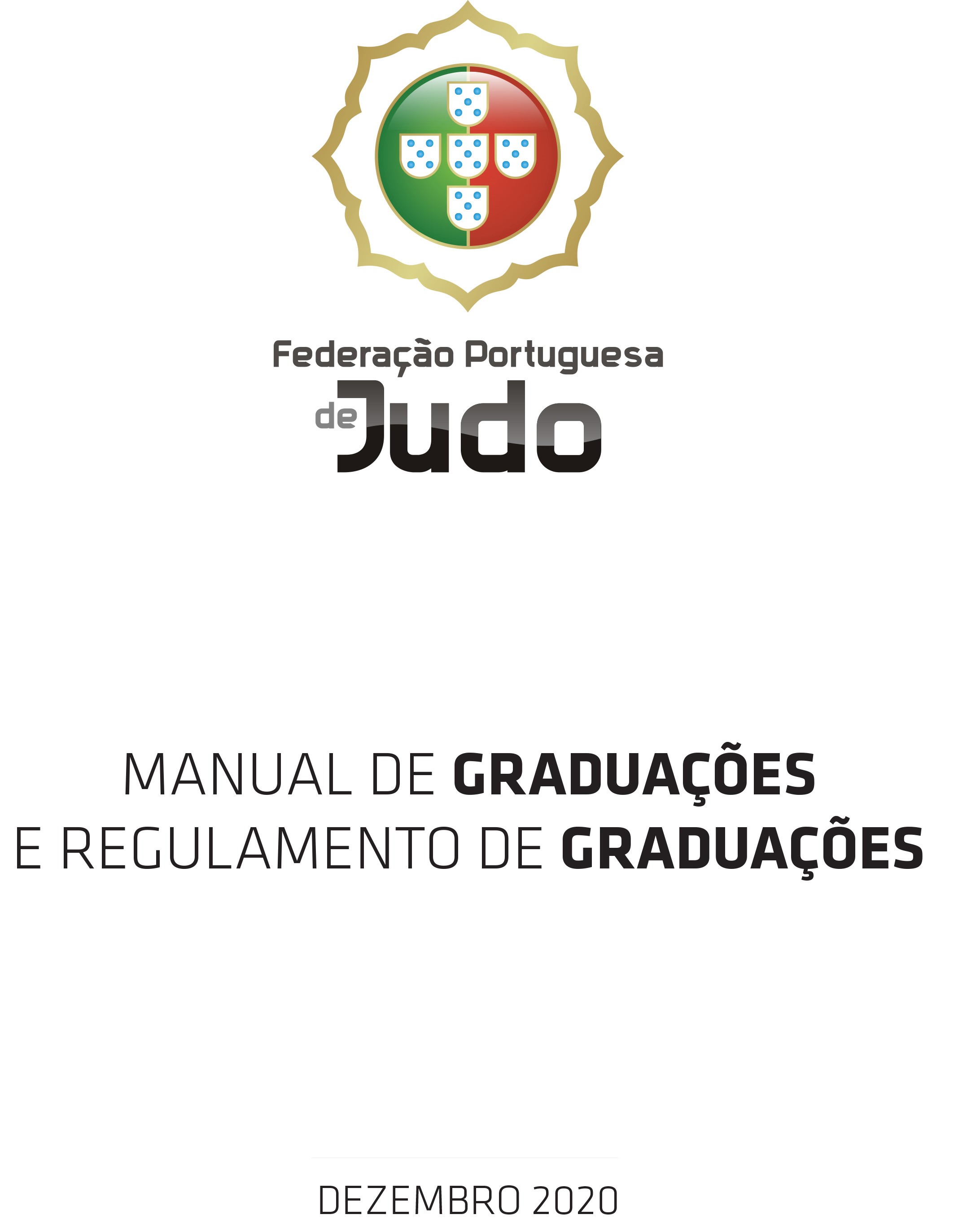 Logótipo da Federação Portuguesa de Judo e lettering com título do manual e regulamento.