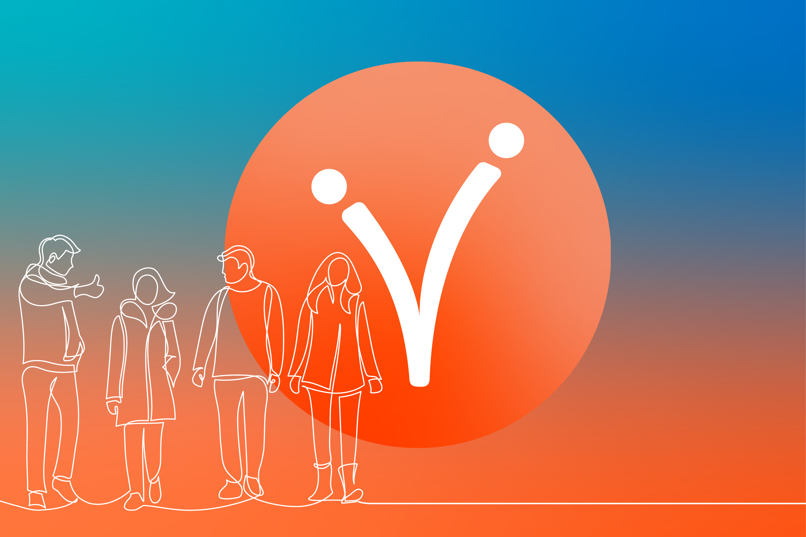 imagém alusiva ao dia internacional do voluntário 2022 com um grupo de quatro jovens desenhados