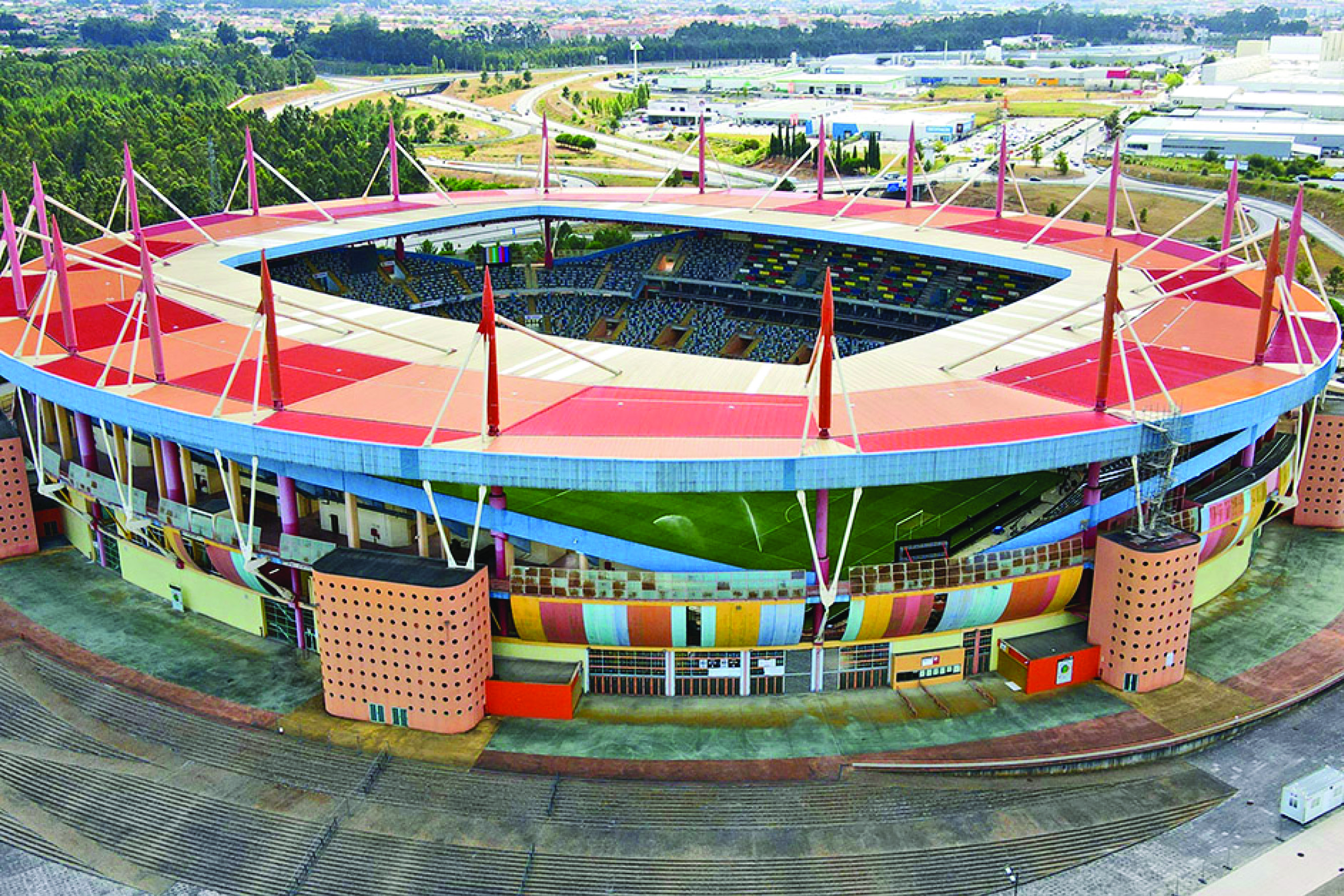 imagem aérea do estádio municipal de Aveiro