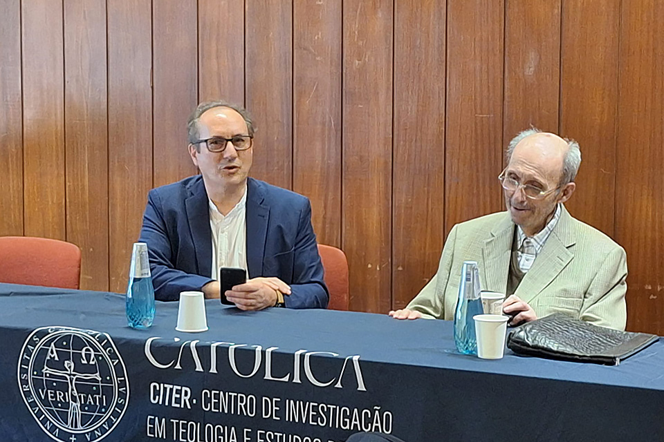 Alfredo Teixeira Coordenador da Cátedra Manuel Sérgio e o Professor Manuel Sérgio